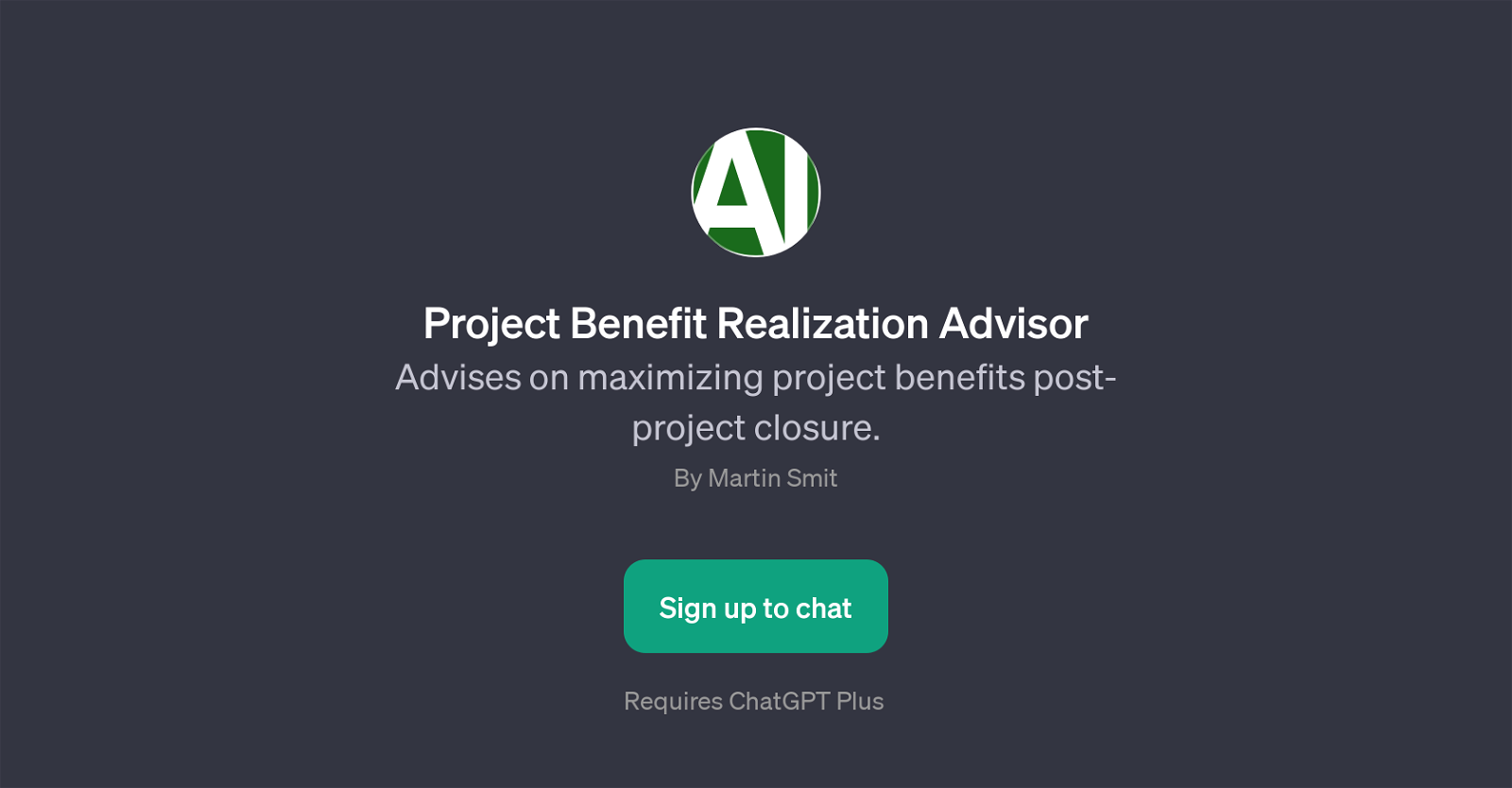 Project Benefit Realization Advisor website