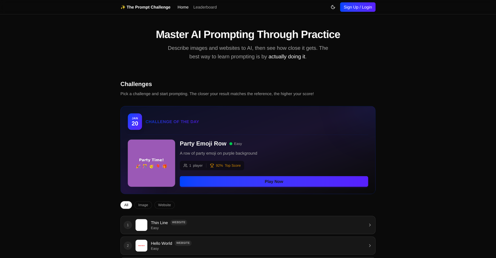 The Prompt Challenge website