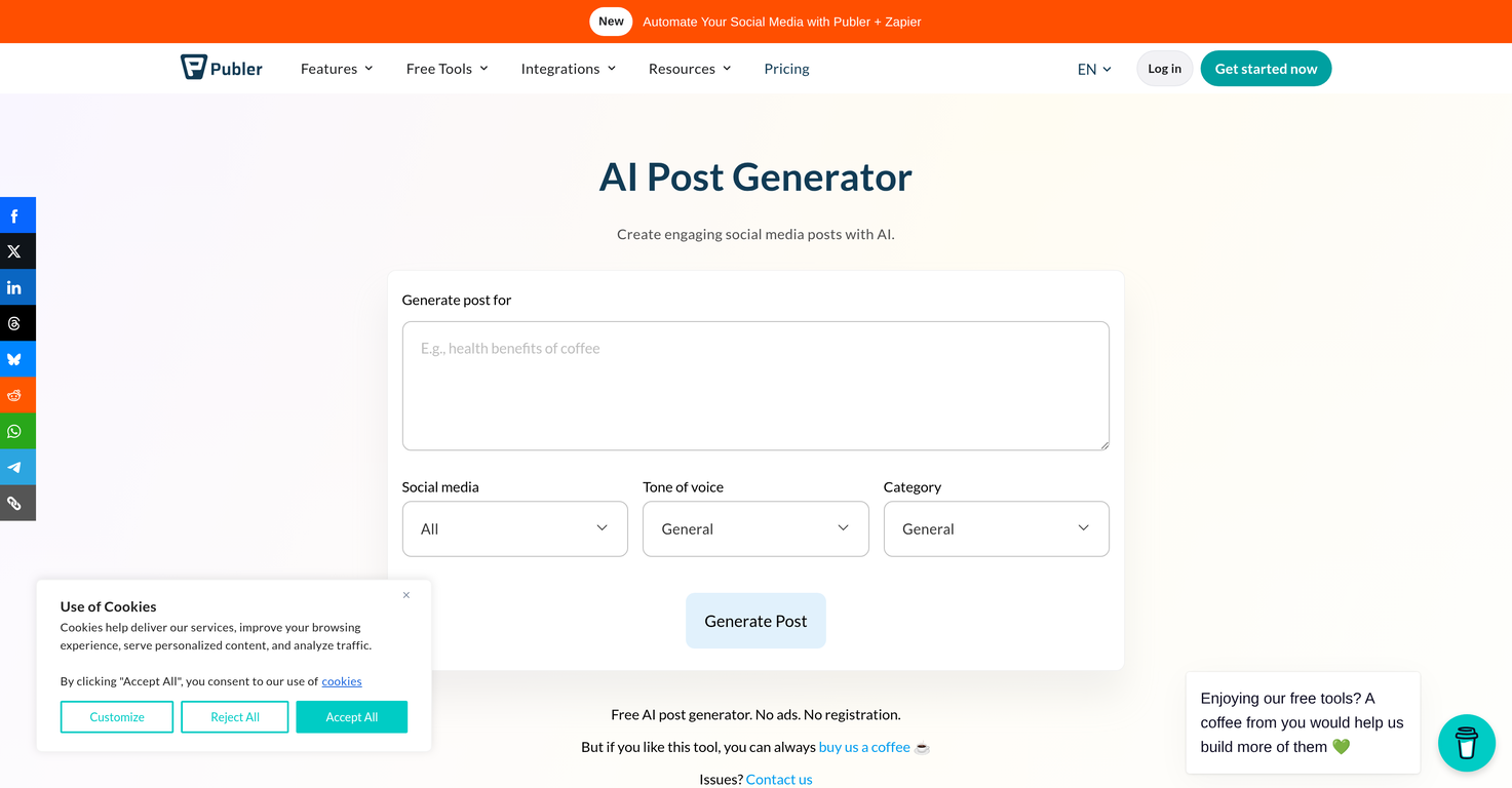Publer Post Generator website