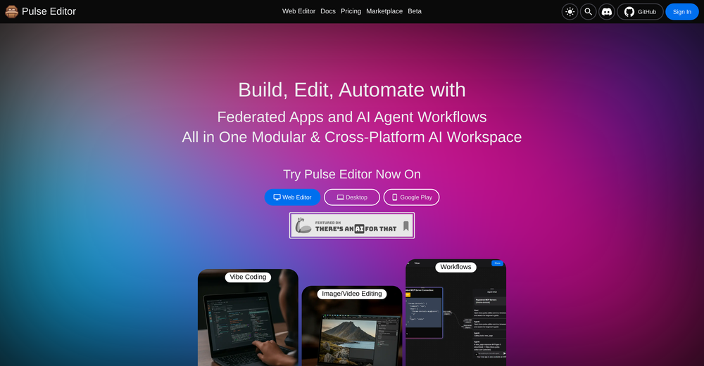 Pulse Editor: Vibe Code & Automate website