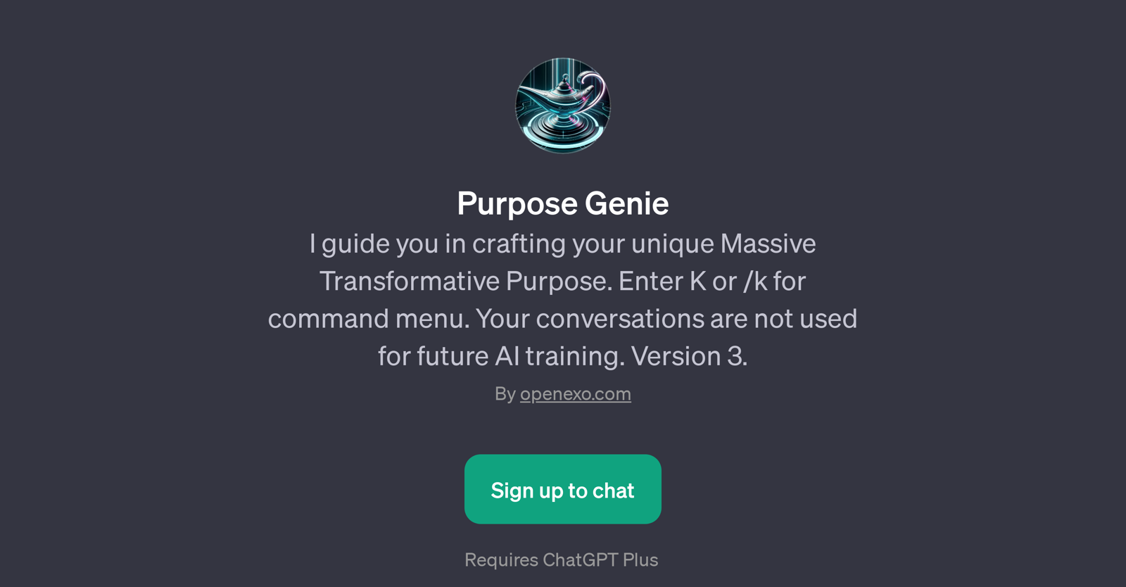 Purpose Genie website