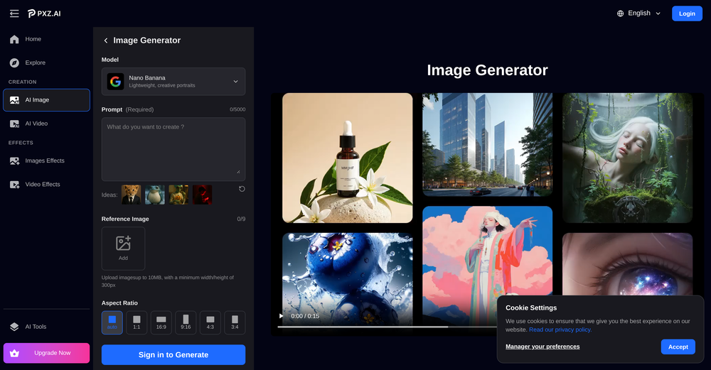 PXZ AI | Image Generator website
