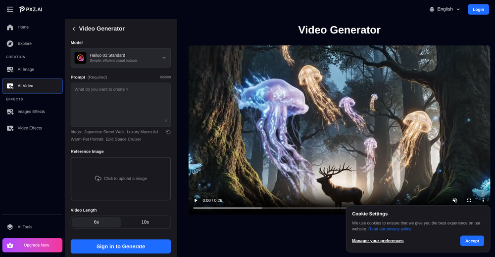 PXZ AI | Video Generator website