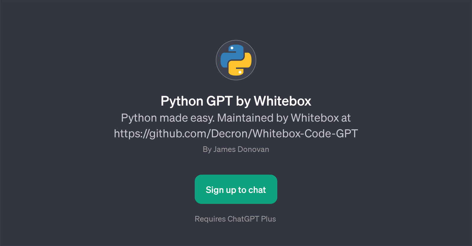 Python GPT by Whitebox website