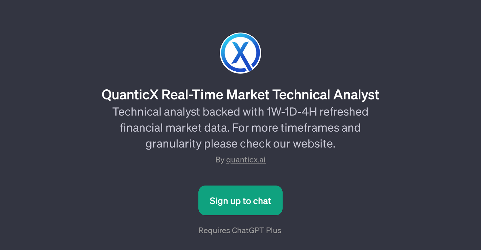 QuanticX Real-Time Market Technical Analyst website