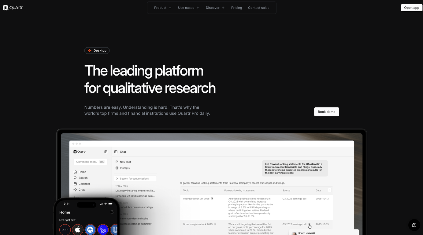 Quartr Pro website