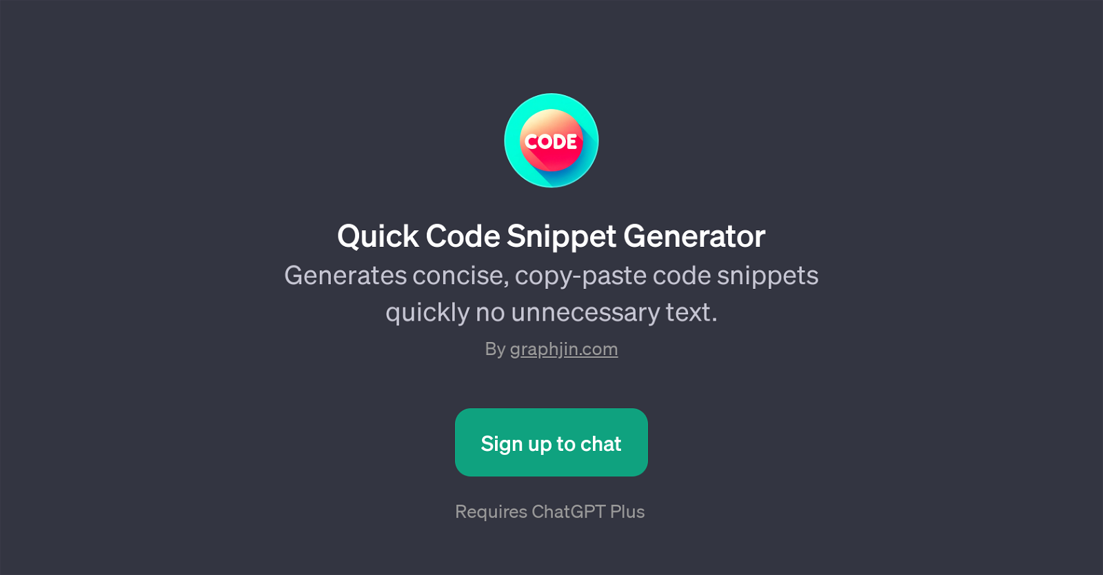 Quick Code Snippet Generator website