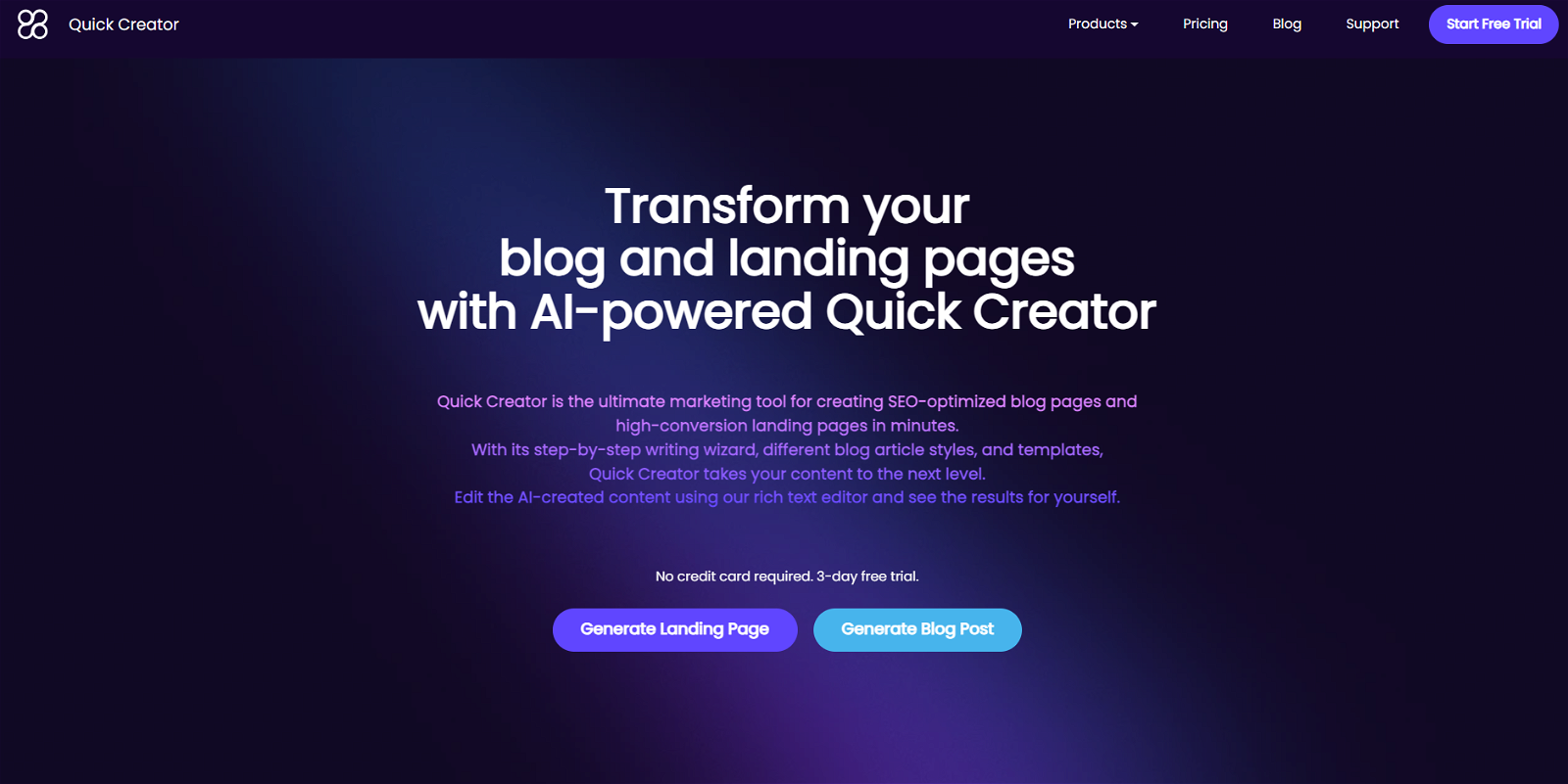 Quick Creator website