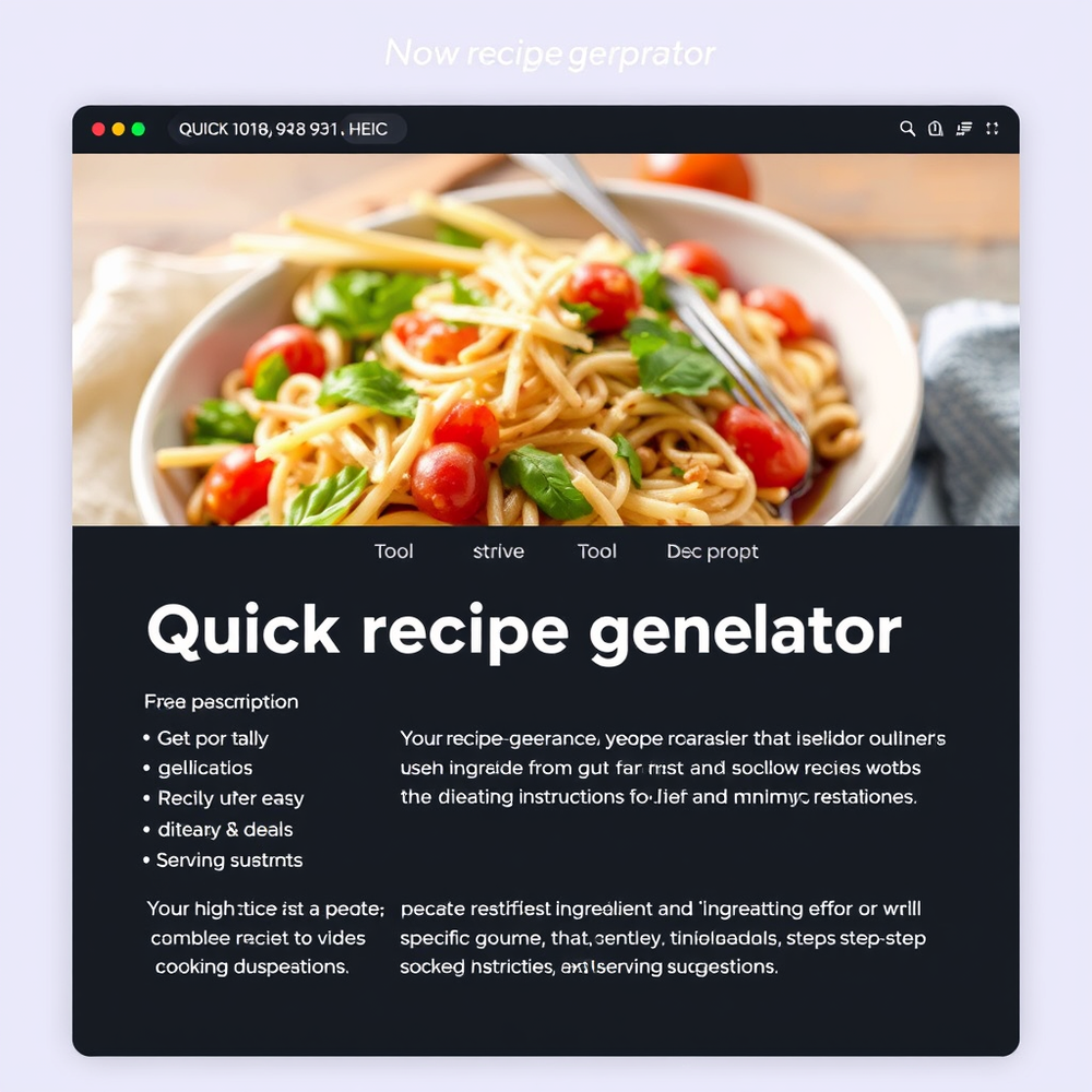 Quick recipe generator website