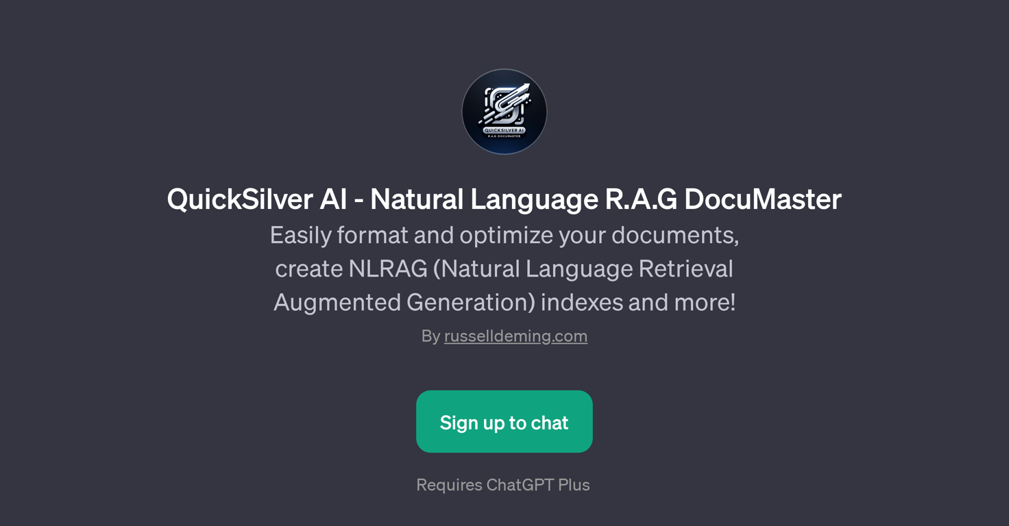 QuickSilver AI - Natural Language R.A.G DocuMaster website