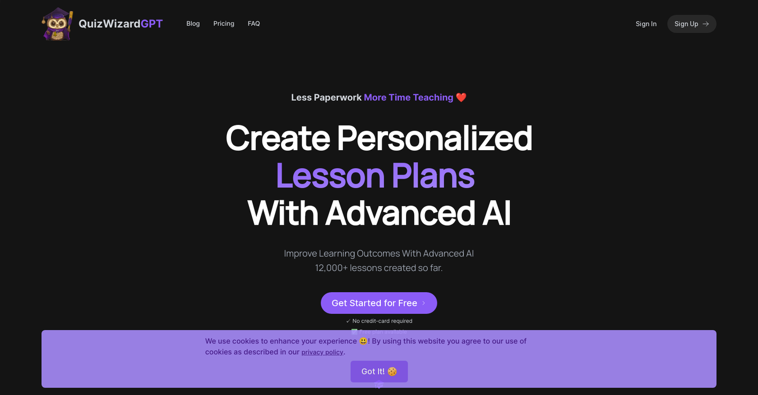 QuizWizardGPT website