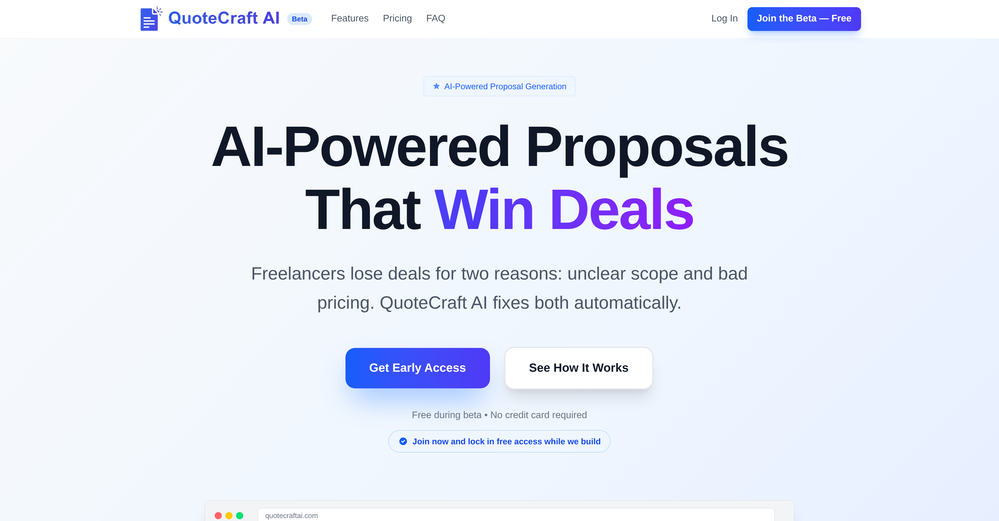 QuoteCraft AI website
