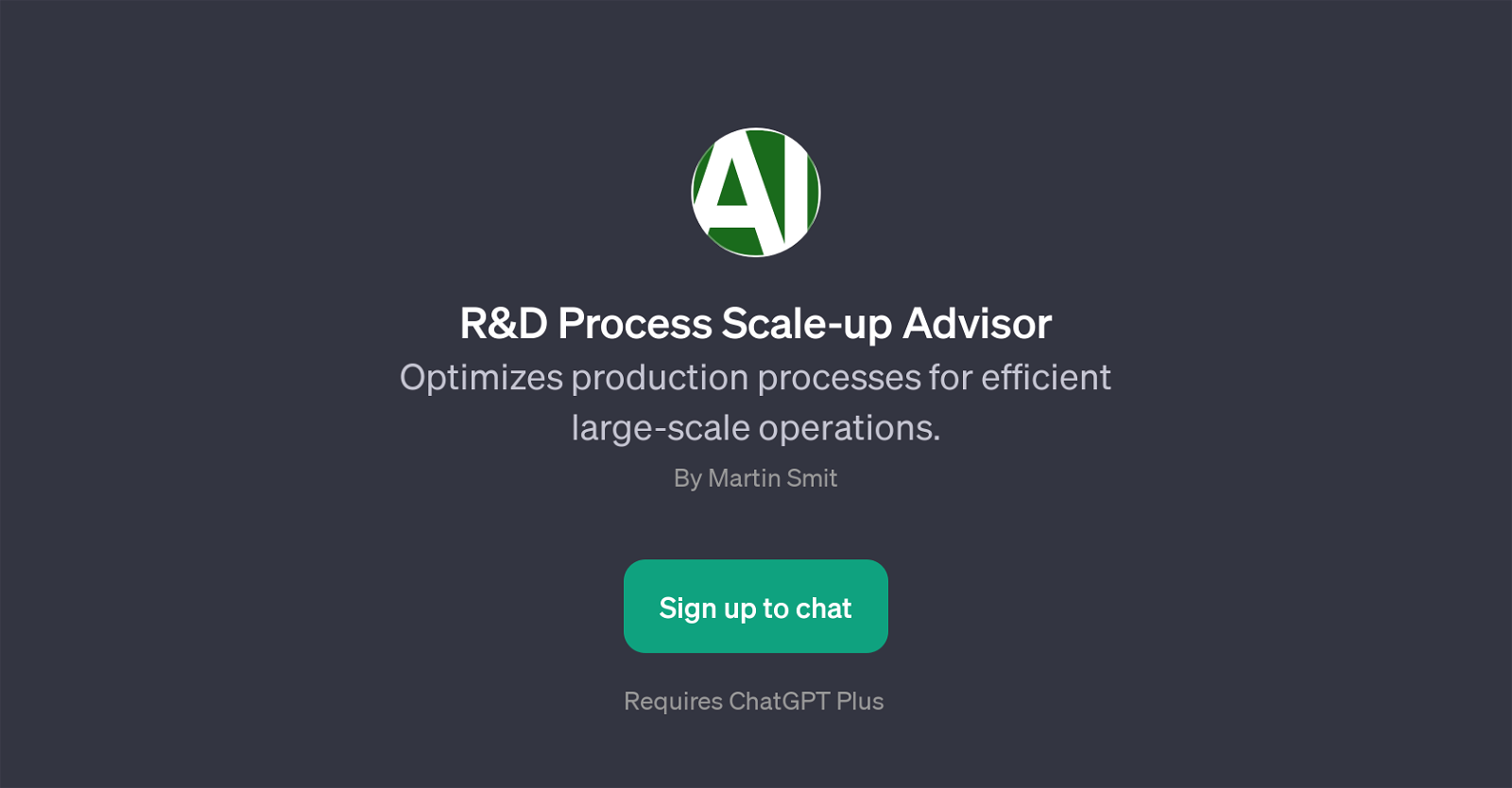 R&D Process Scale-up Advisor website