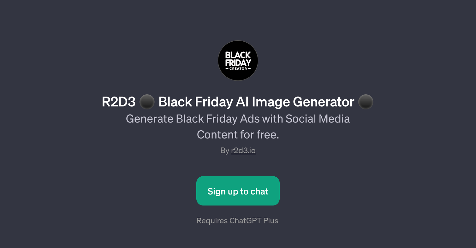 R2D3 Black Friday AI Image Generator website