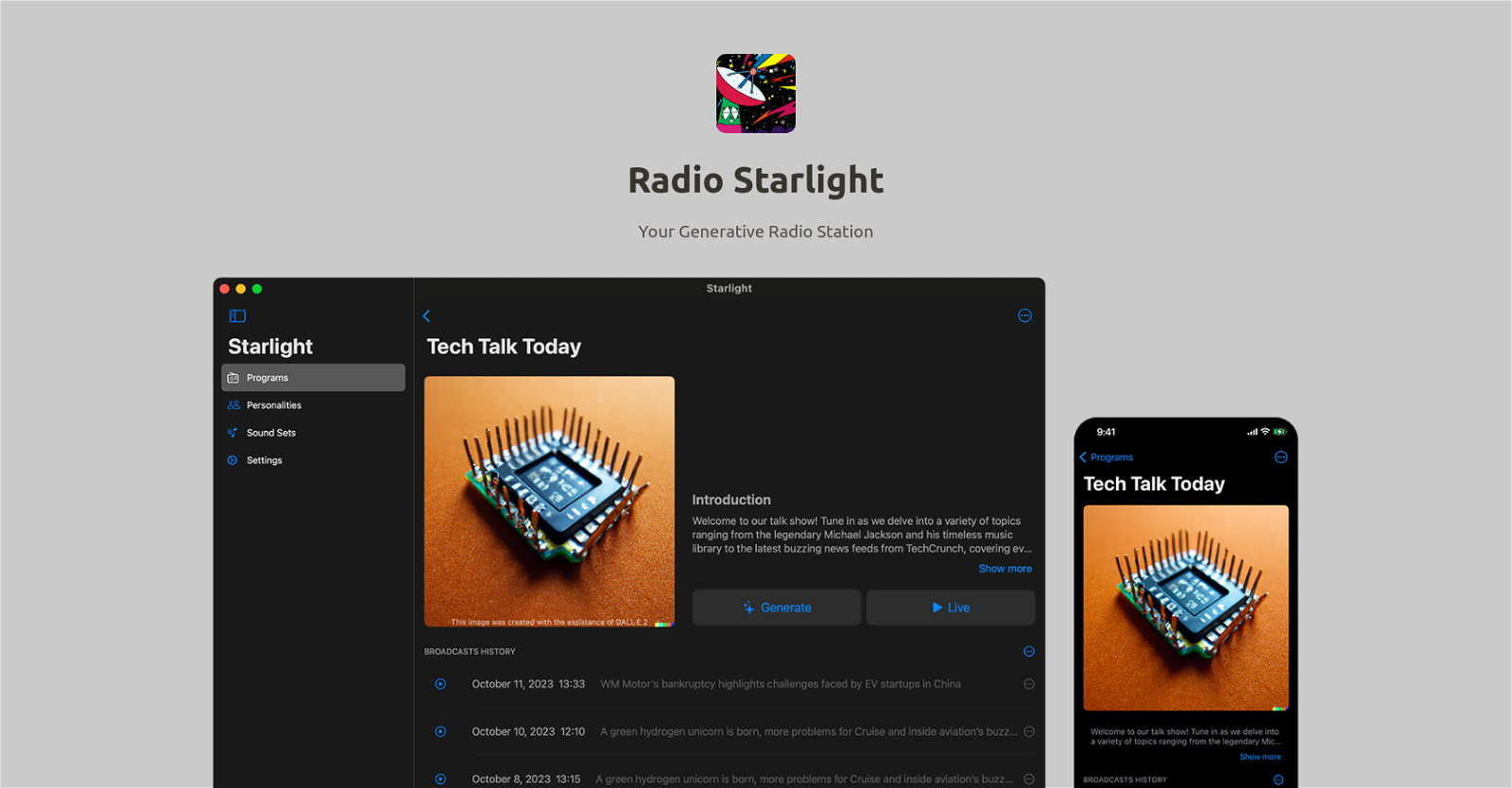 Radio Starlight website