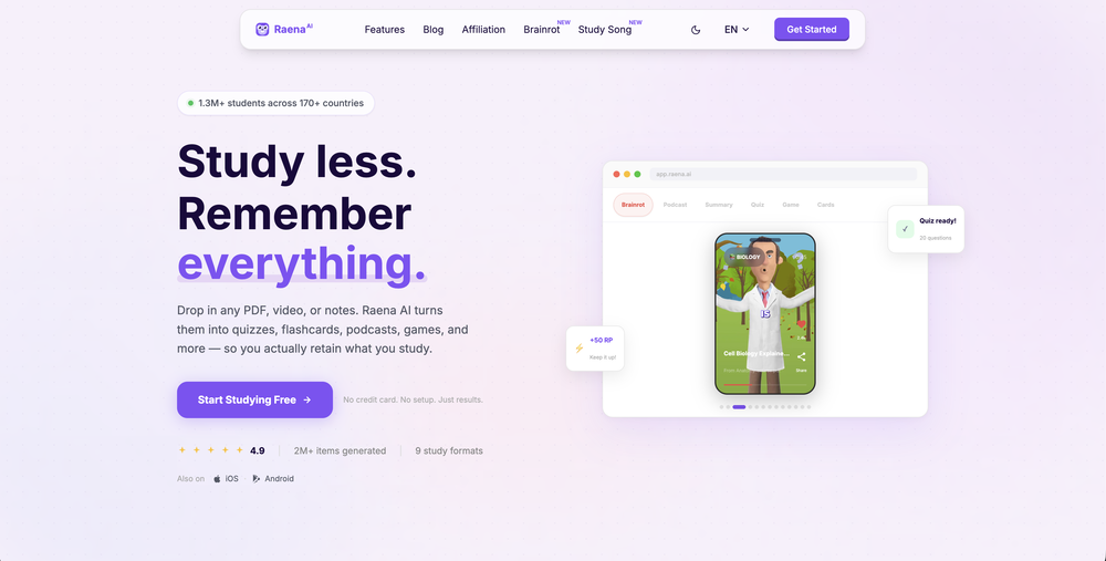 Raena AI website