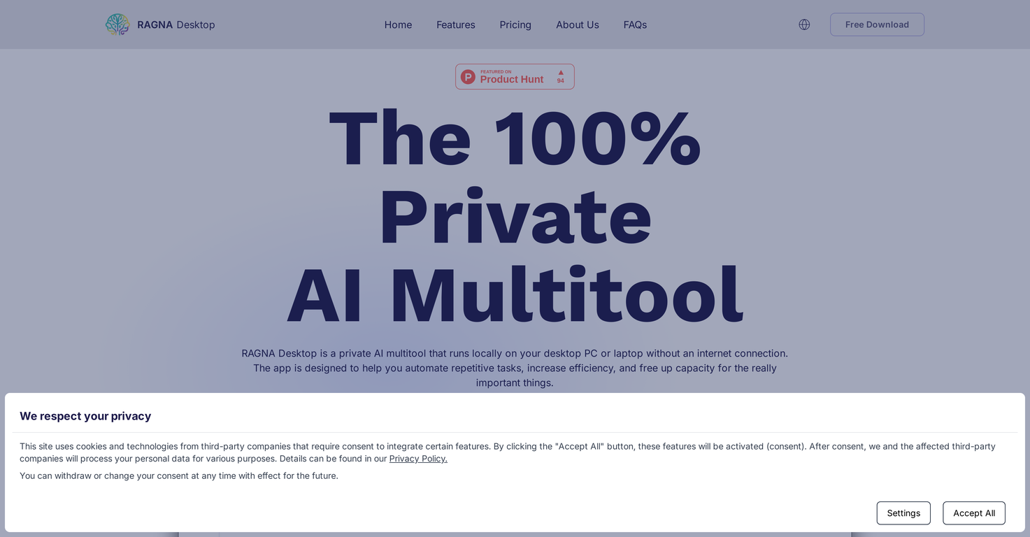 RAGNA Desktop website