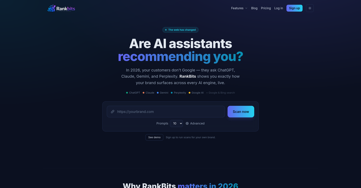 RankBits - AI Visibility Tracker website