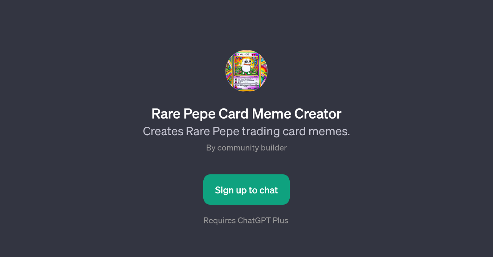 Rare Pepe Card Meme Creator website