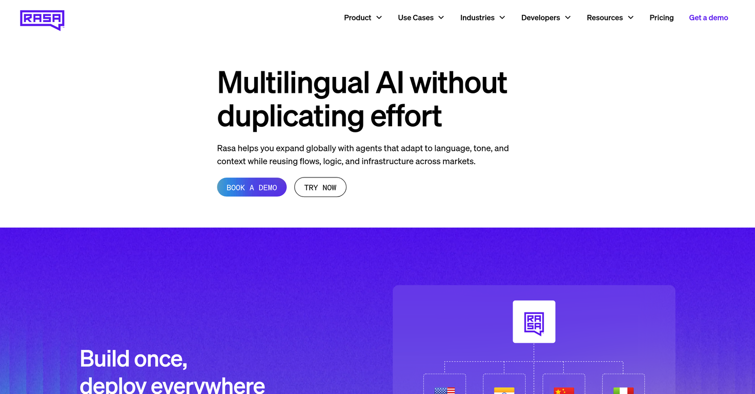 Rasa Multilingual AI website