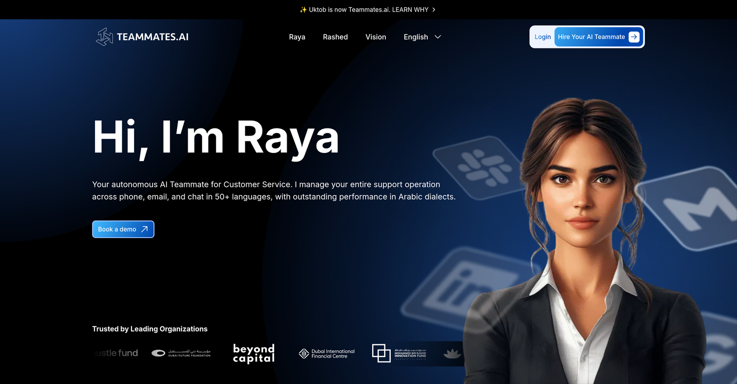 Raya by Teammates.AI website