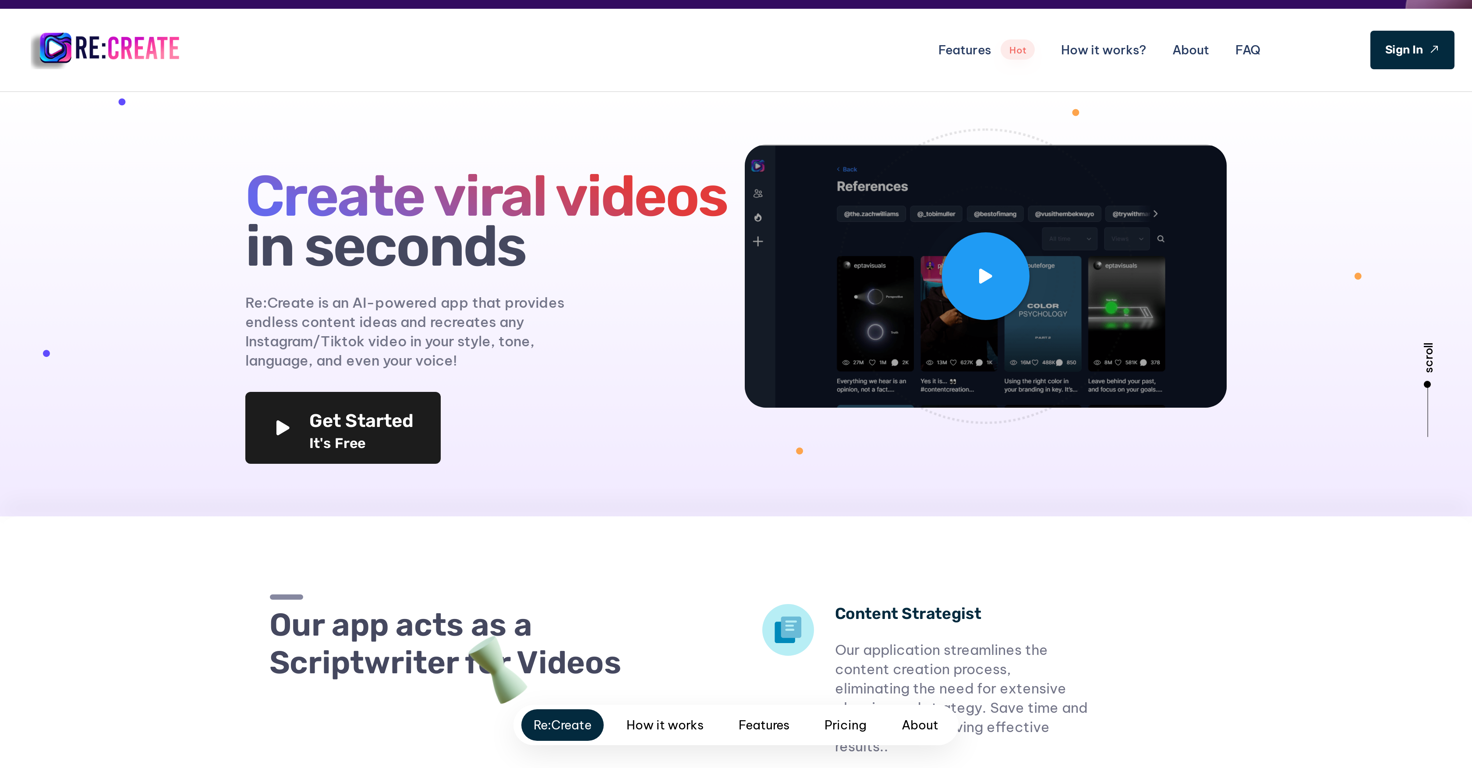 RE:Create Video website