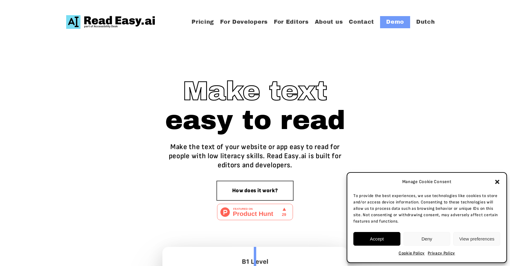 Read Easy.ai website