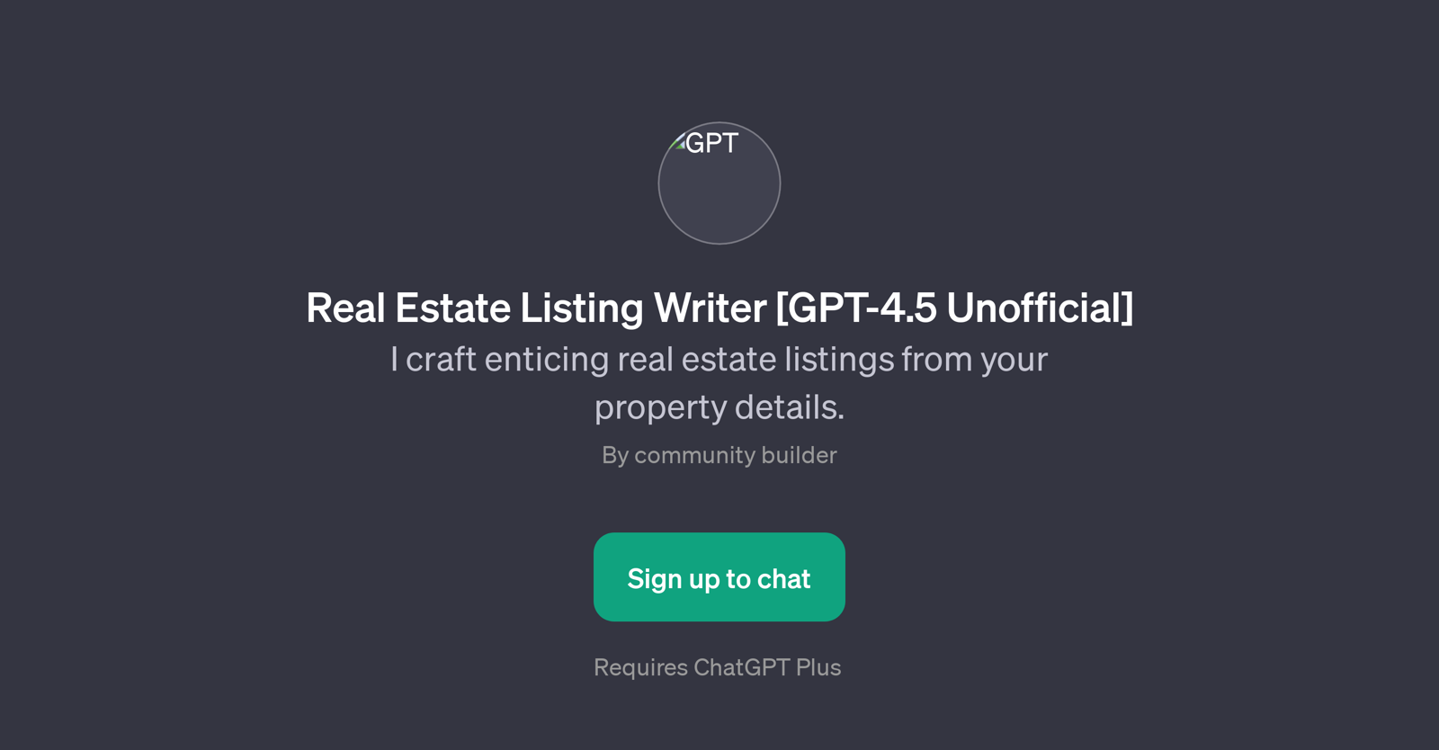 Real Estate Listing Writer [GPT-4.5 Unofficial] website