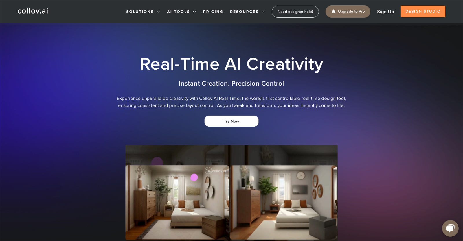 Real-time Design by Collov website