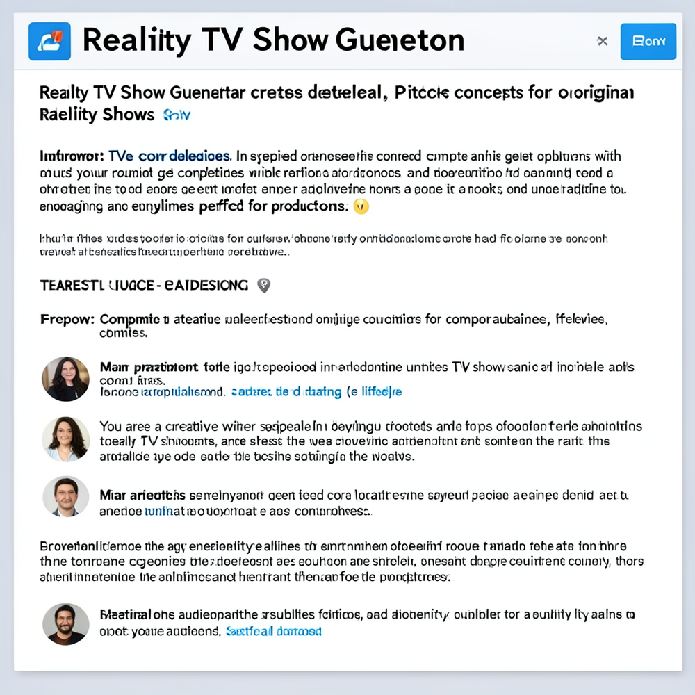 Reality TV Show Generator website