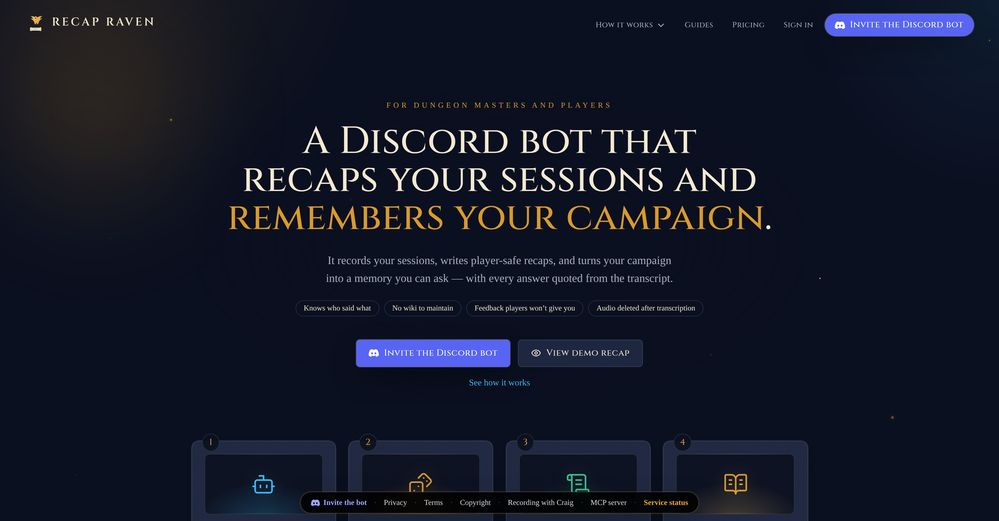 Recap Raven website