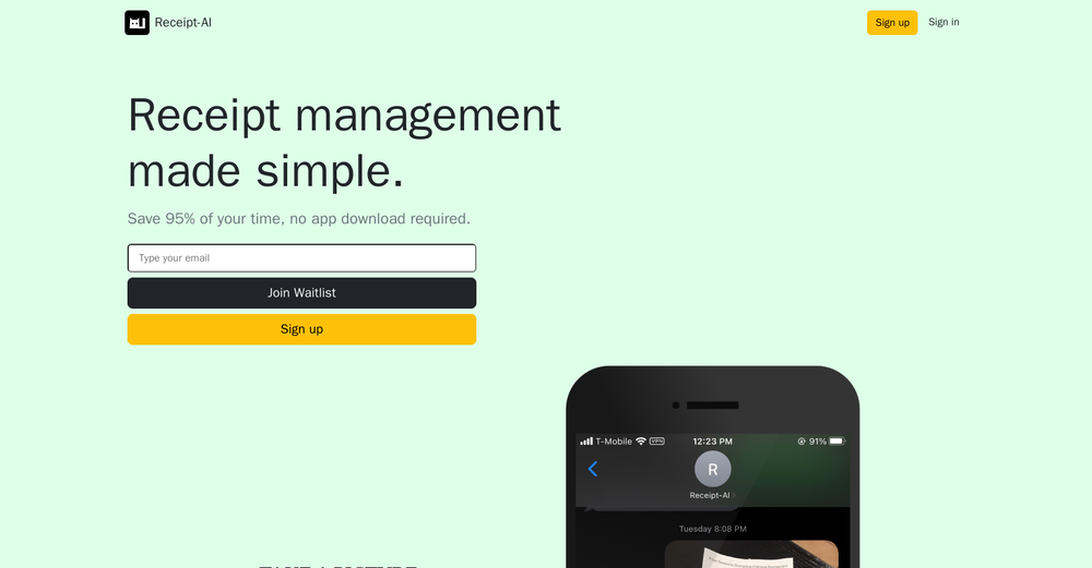 Receipt AI website