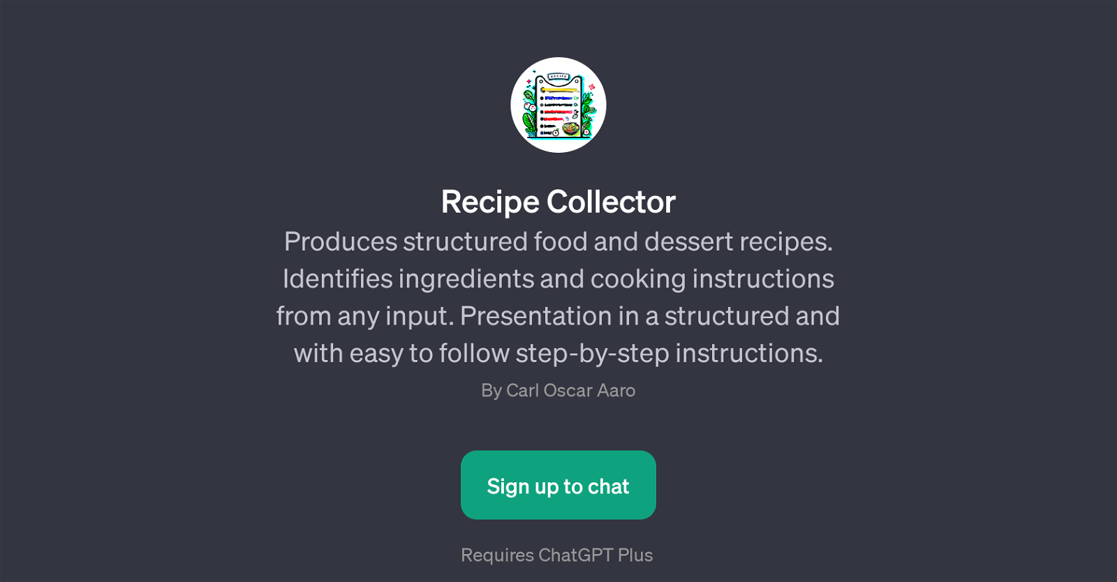 Recipe Collector website