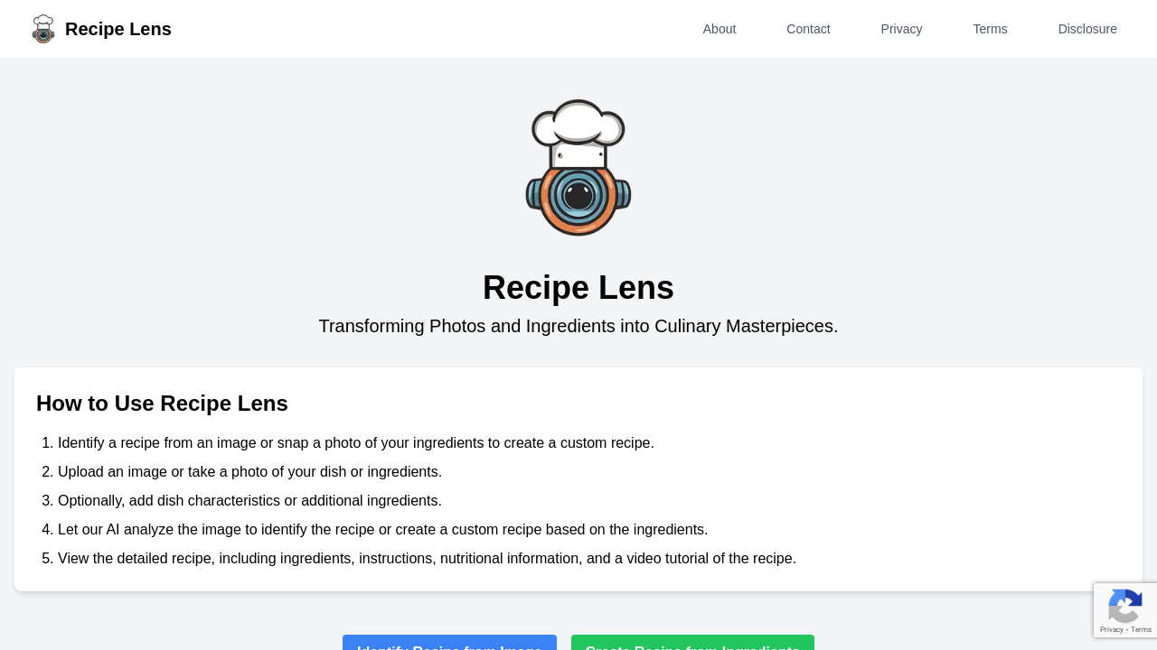 Recipe Lens website