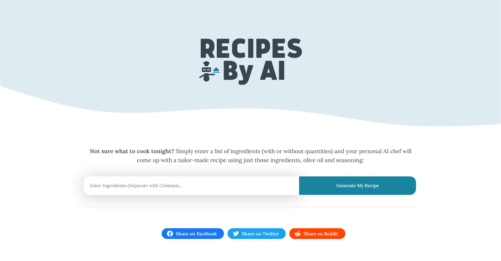 Recipes By AI website