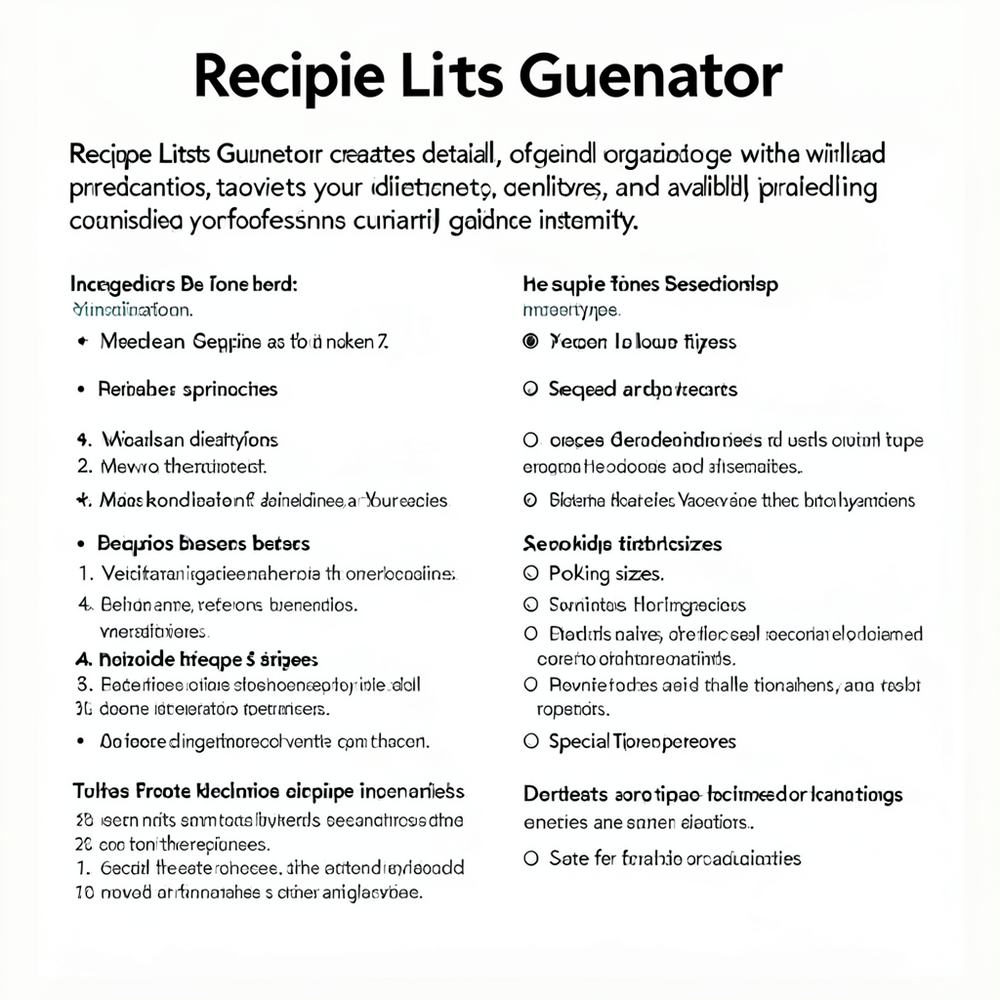 Recipie Lists Generator website