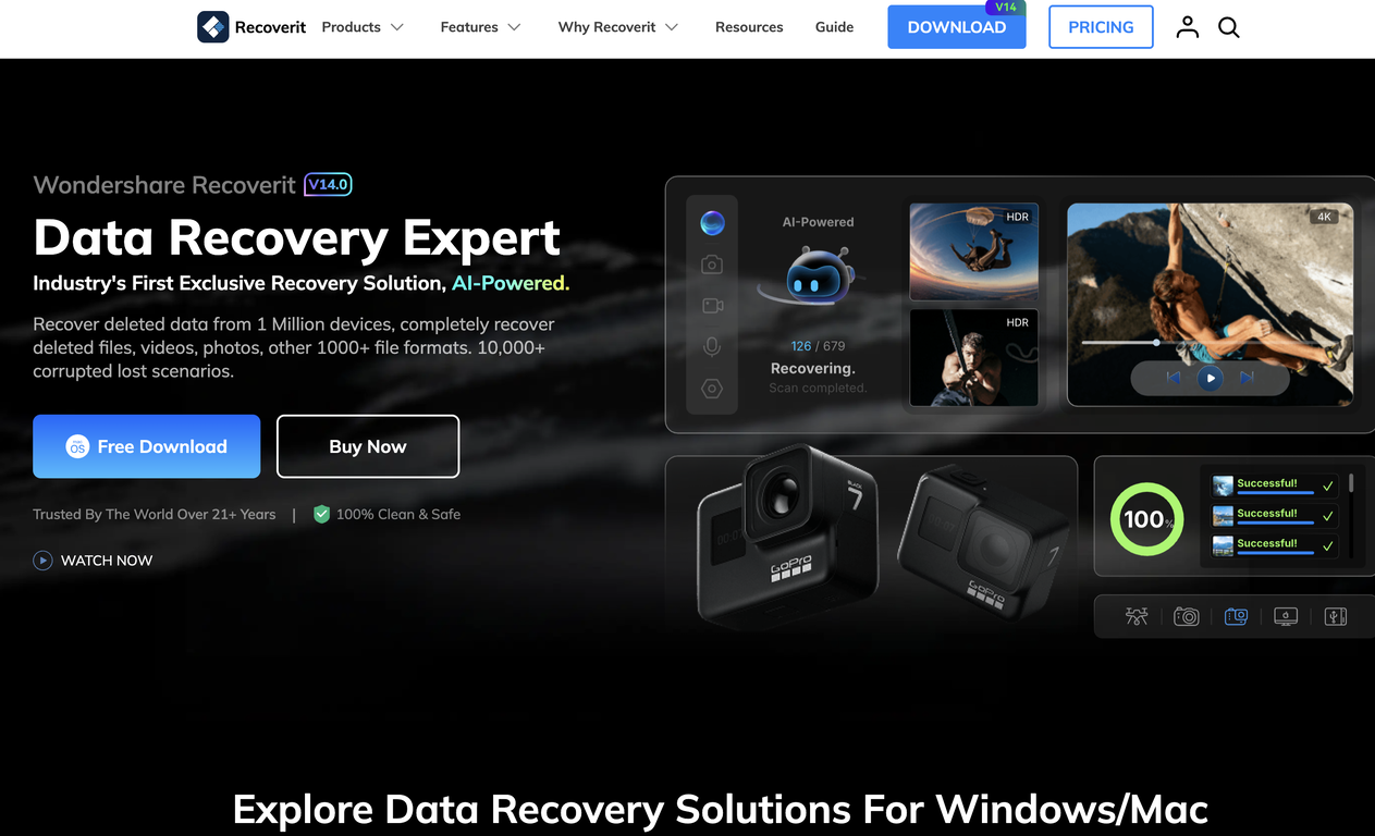 Recoverit website