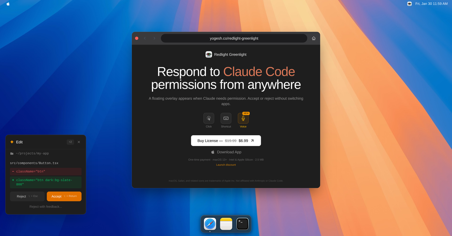 Redlight Greenlight for Claude Code website