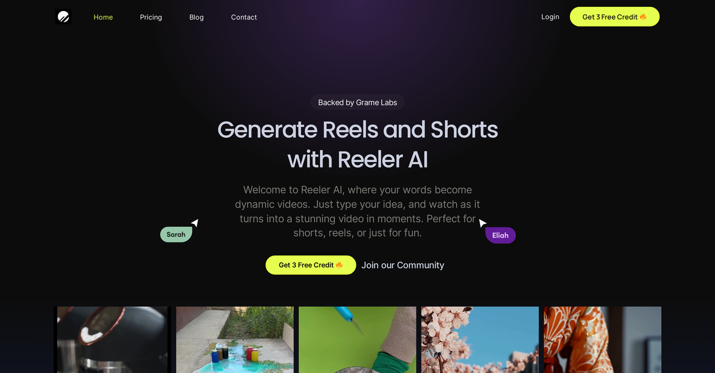 Reeler AI website