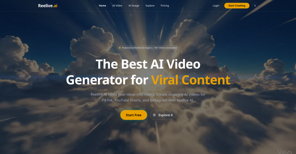 Reelive AI website