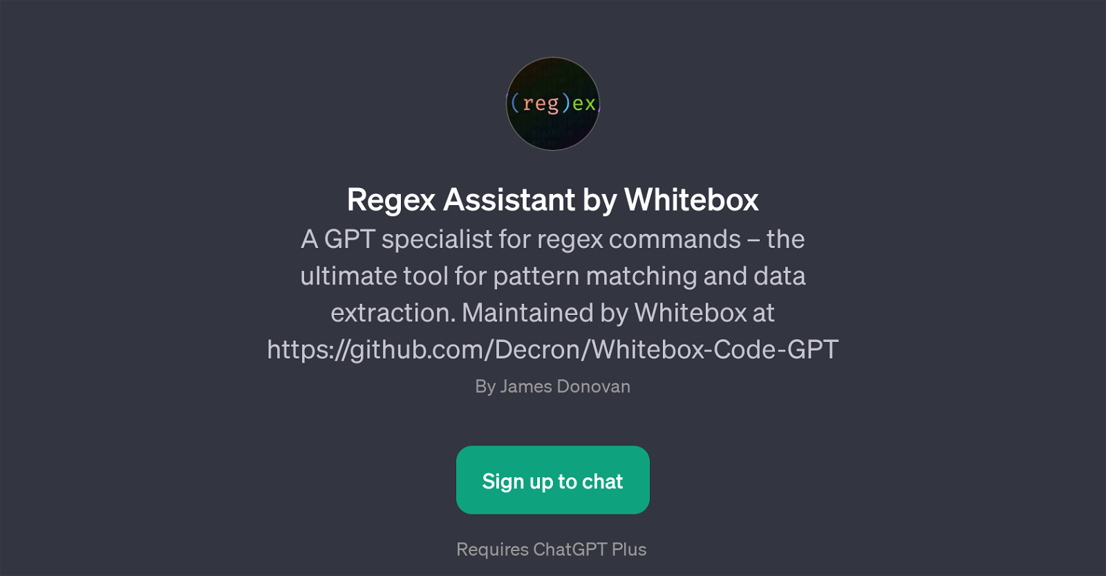 Regex Assistant by Whitebox website