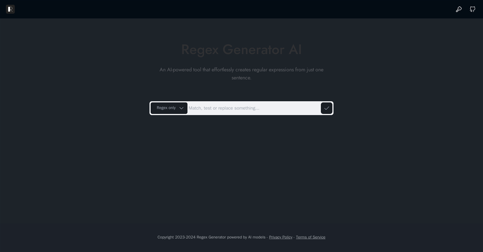 Regex Generator AI website
