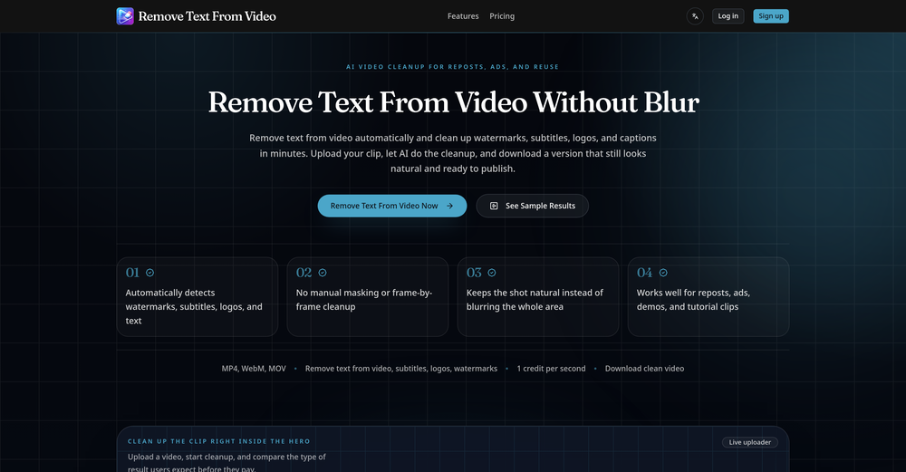 Remove Text From Video.net website