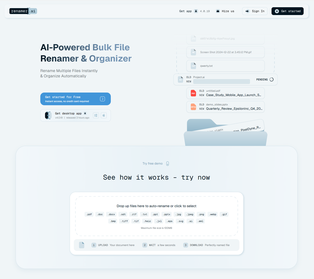 Renamer.ai website