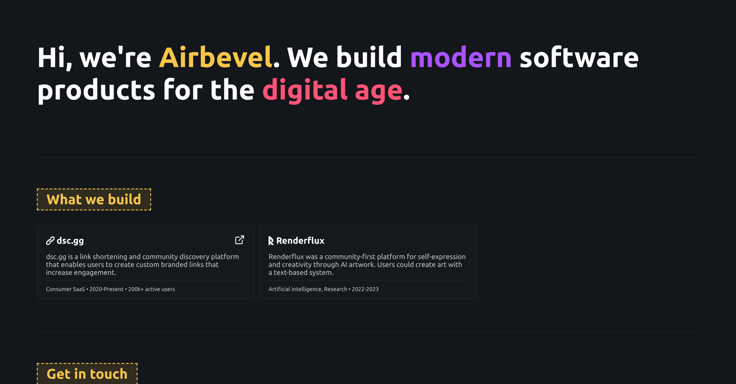 Airbevel website