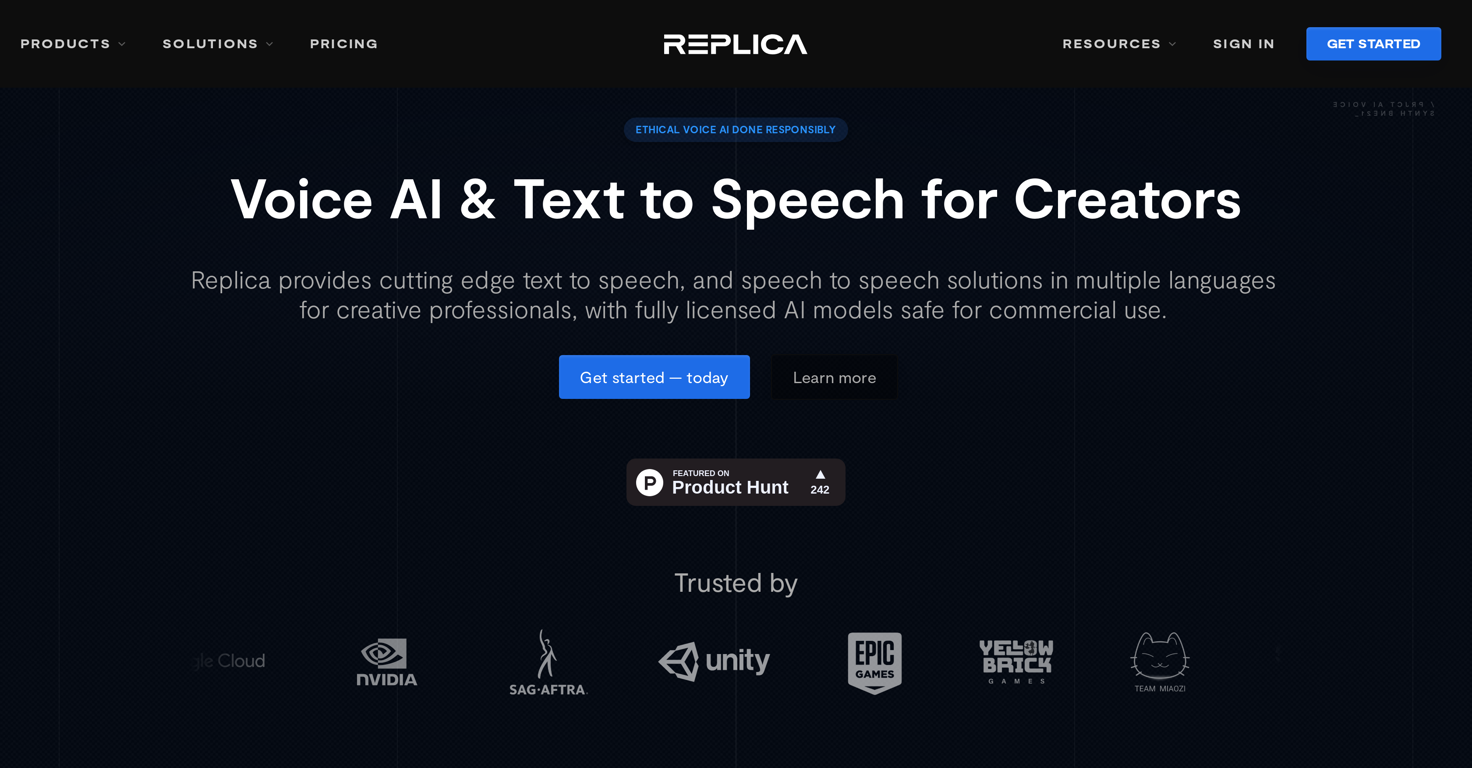 Replica Studios website
