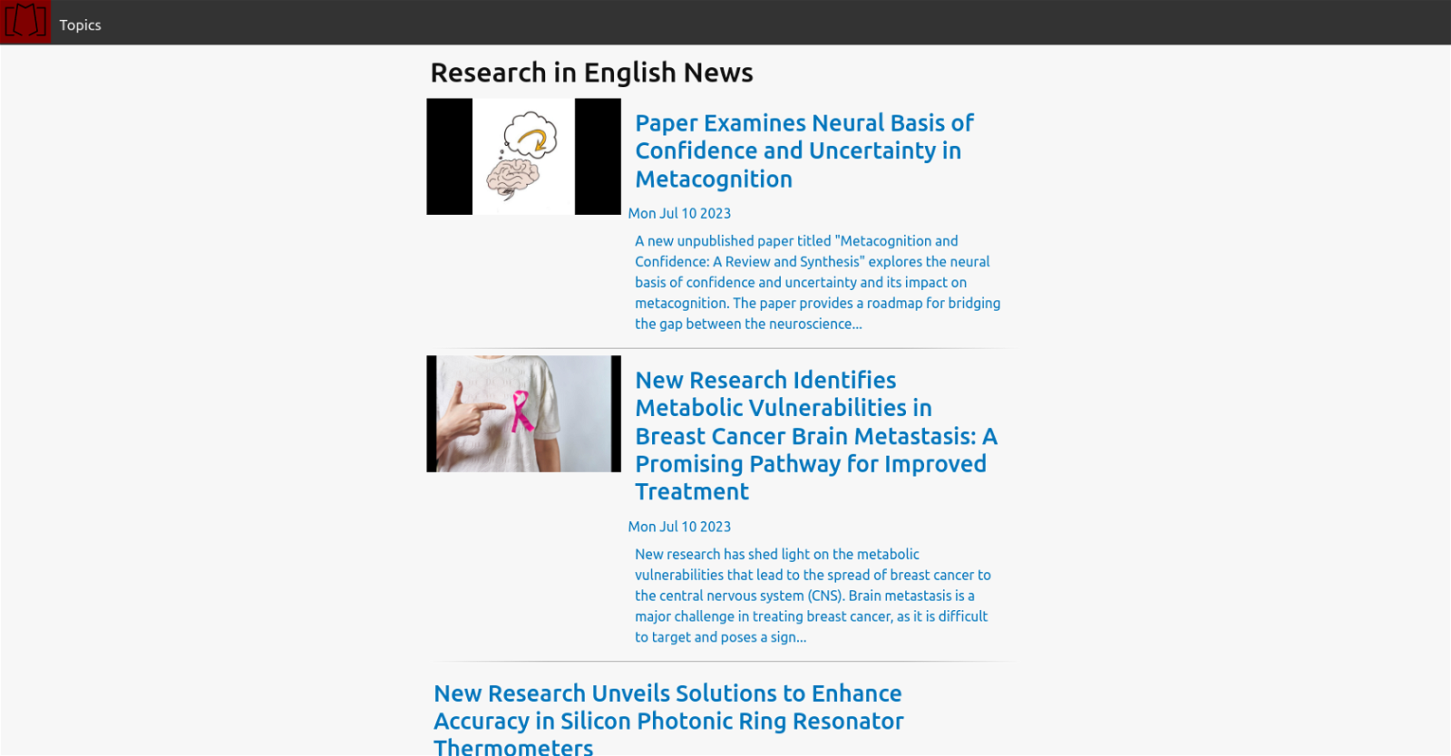 Research in English website