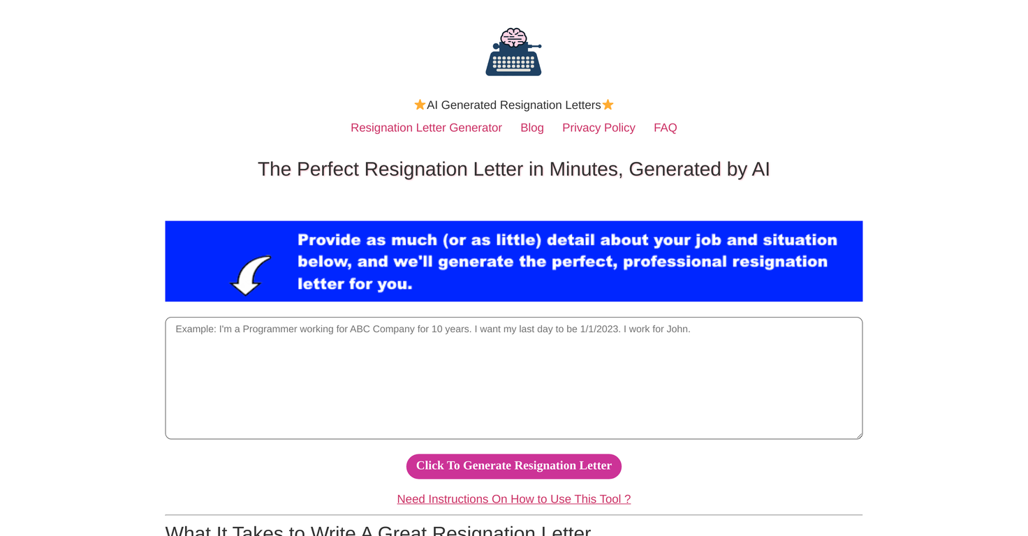 Just Resignation Letters website