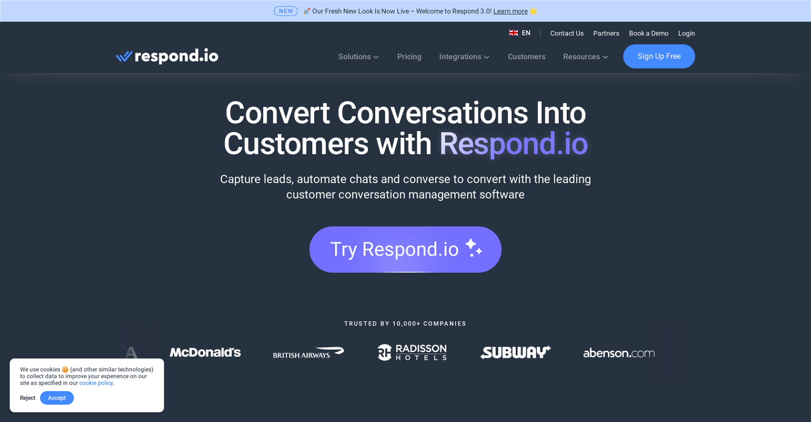 Respond.io website