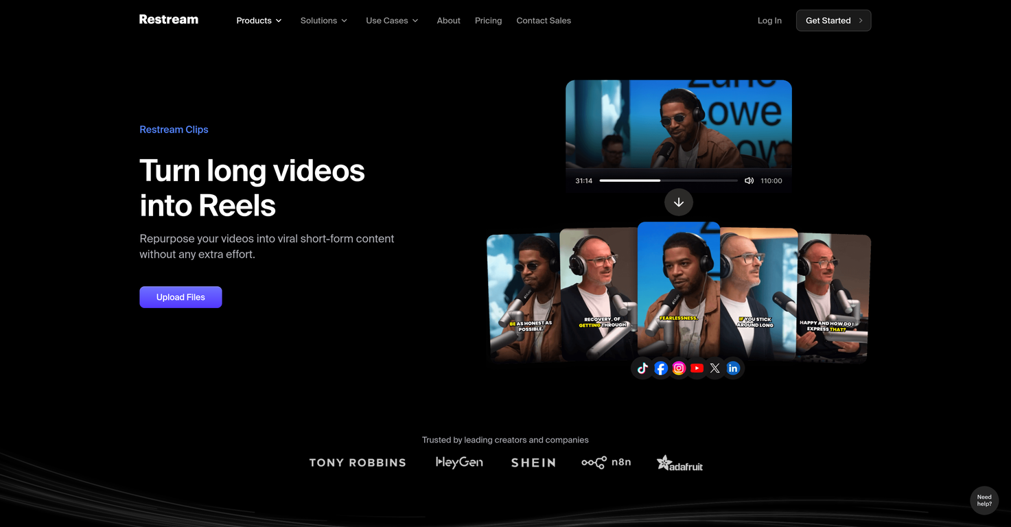 Restream Clips website